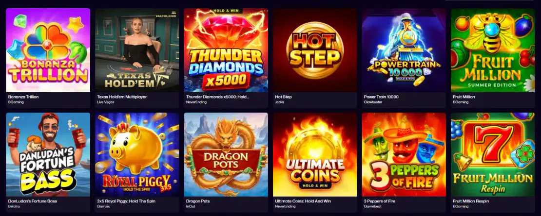 Online-Slots bei Win Beast Casino mit Bonanza Trillion, Texas Hold'em und Dragon Pots
